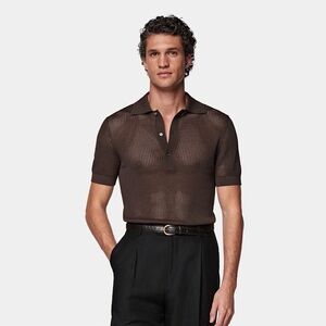 Suitsupply Dark Brown Textured Polo Shirt